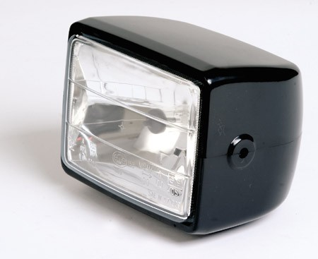 Headlight rectangular universal black H4 E-marked