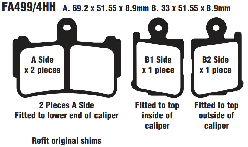 EBC BRAKE PAD SET SINTERED FA499/4HH